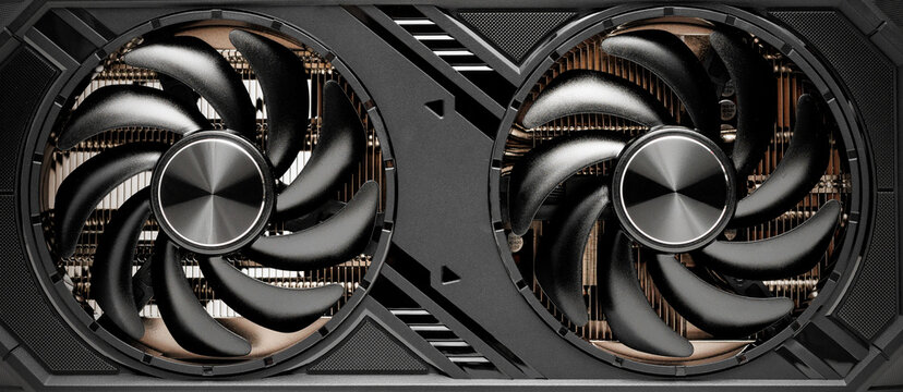 Fans of a powerful video card close-up.