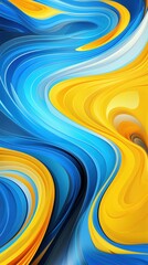 Abstract blue and yellow wavy color background.