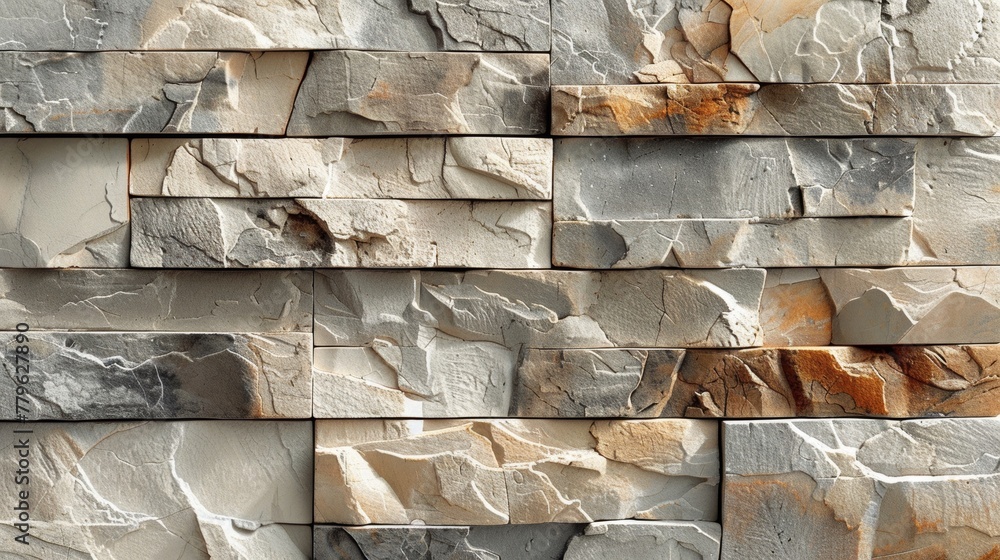 Poster High-resolution image showcasing various patterns and colors of a stone wall