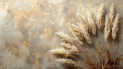 Elegant pampas grass on textured background