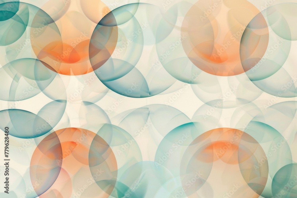 Poster minimal geometric pattern, overlapping circles, soft gradients, barely-there effect
