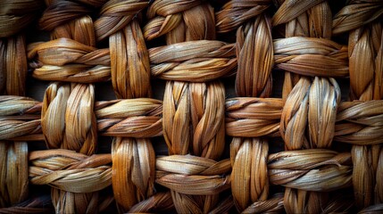 Close-up texture of woven rattan pattern