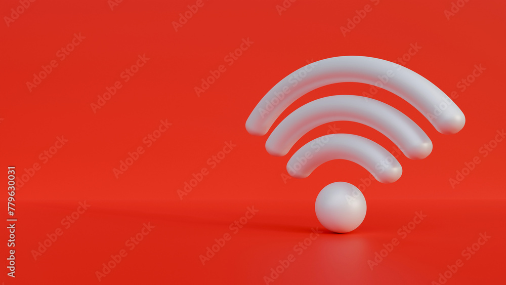 Poster wifi signal icon on white background. connection and network symbol. 3d wireless connection and shar