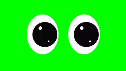 Cartoon simple reading eyes on a green screen, or eyes looking left and right, or in different directions inserting chroma key on a green screen, graphic movement. Ultra high resolution.