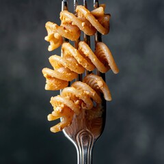 Whole wheat pasta twirled on a fork