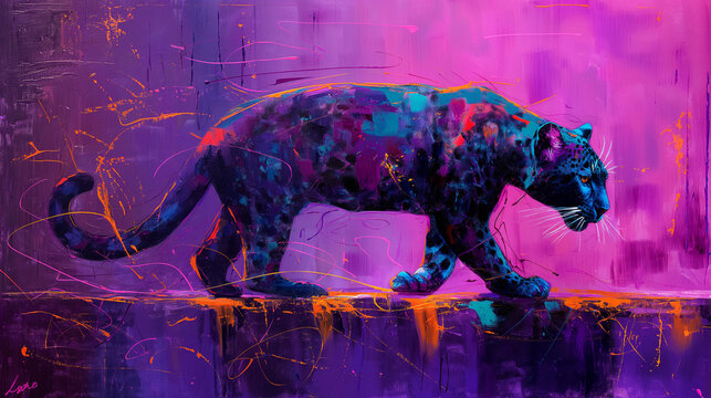 creative poster with colorful cheetah