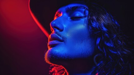 Mysterious Cowboy With Black Hat