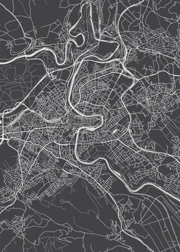 City map Bern, monochrome detailed plan, vector illustration
