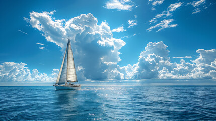 Luxury Yachts at Sea, Sailing Regatta, Sailing Sport in Ocean Waves