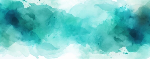 Fototapeta na wymiar Teal watercolor light background natural paper texture abstract watercolur Teal pattern splashes aquarelle painting white copy space for banner design, greeting card