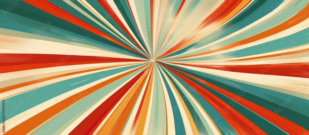 Poster a vibrant illustration of a colorful striped background with a swirl pattern using textile art techn