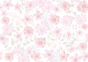 Vector Watercolor Seamless Floral Pattern Illustration. Horizontally And Vertically Repeatable.