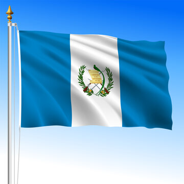 Guatemala official national waving flag, american country, vector illustration