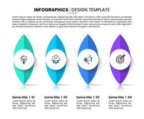 Infographic template. 4 standing objects with icons