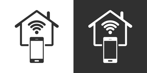 Smart home mobile phone wifi sign icon vector illustration