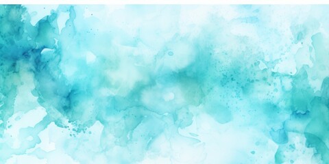 Turquoise watercolor light background natural paper texture abstract watercolur Turquoise pattern splashes aquarelle painting white copy space for banner design, greeting card - obrazy, fototapety, plakaty