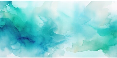 Turquoise watercolor light background natural paper texture abstract watercolur Turquoise pattern splashes aquarelle painting white copy space for banner design, greeting card - obrazy, fototapety, plakaty