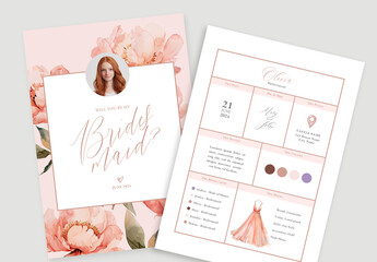Bridesmaid Info Card with Generative AI Illustrations - obrazy, fototapety, plakaty