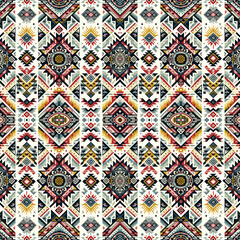 Aztec Fabric Eye Daimond ikat seamless pattern with Red and Black