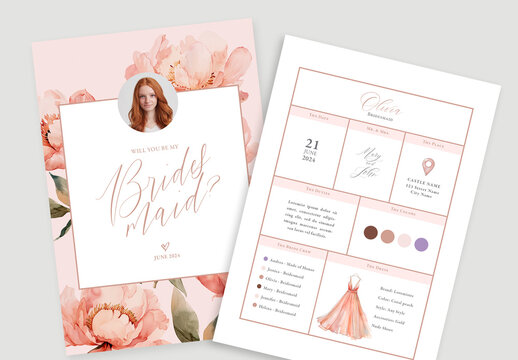 Bridesmaid Info Card with Generative AI Illustrations