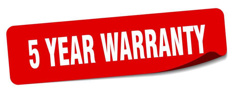 5 year warranty sticker. 5 year warranty label