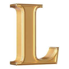 Gold 3D Letter L Font  - Alphabet  3d Render