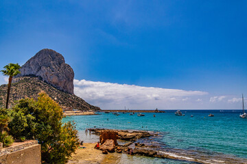  landscape with the beach in Calpe, Spain on a summer holiday day