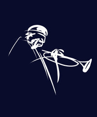 trompetista de jazz en blanco y negro dibujo © Alvaro