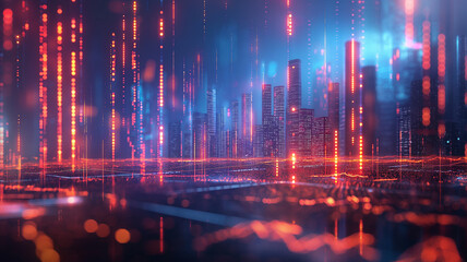 A cityscape with a lot of lights and a lot of buildings