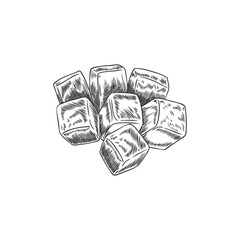 Ice cubes sketch vector illustration