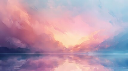 Mauve and sky blue merge in a delicate and dreamy abstract scene, capturing the essence of a soft and tranquil sunset. - obrazy, fototapety, plakaty