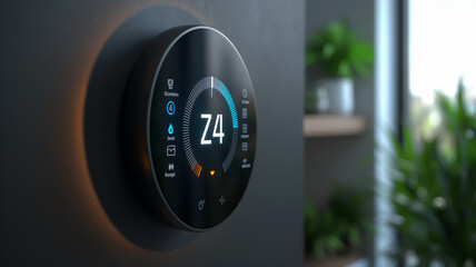 A smart thermostat with the number 24 on it