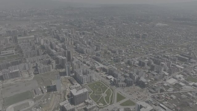 Aerial cityscape of Residential buildings in Didi Dighomi district. Tbilisi, Georgia 2024 april. d-log
