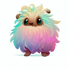 Naklejka premium furry forest animal with beautiful colors and white background. with Generative AI technology 