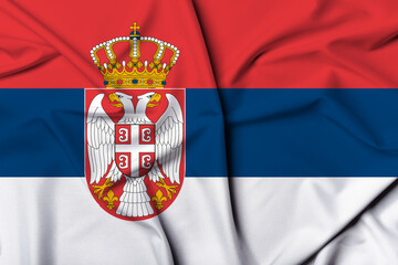 Beautifully waving and striped Serbia flag, flag background texture with vibrant colors and fabric background