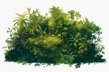 Tropical forest background with palms and plants. Vector illustration.
