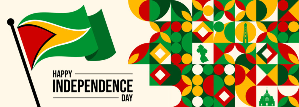 Vector Illustration of Guyana Independence Day. Banners