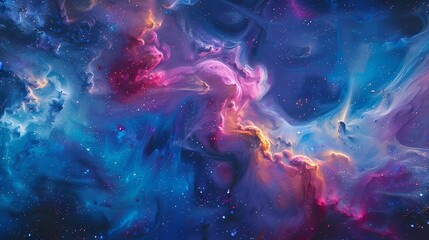 Magenta mist dancing in a symphony of colors over a captivating tapestry of celestial blue.