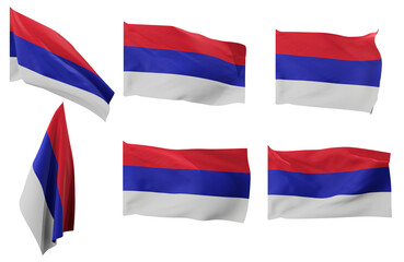 Large pictures of six different positions of the flag of Republika Srpska