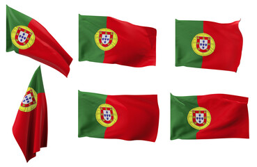 Large pictures of six different positions of the flag of Portugal