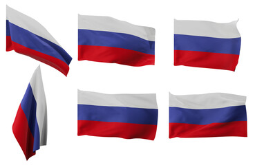 Large pictures of six different positions of the flag of Russia