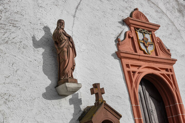 Religous statues. Catholic at Lösnich. Rhineland-Palatinate. Germany. River Moselle area. 