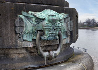 Ornamets near statue Emperor William I near the river moselle. Koblenz. Rhineland Palatinate. Germany. 