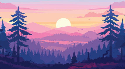 Flat landscape in the morning for wallpaper banners 