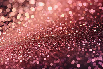 Rose gold glitter bokeh texture background, rose gold bright and pink glitter pattern background.