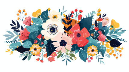 Floral dreams card flat vector isolated on white background