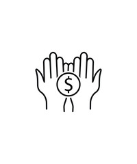 hand holding money icon, vector best line icon.