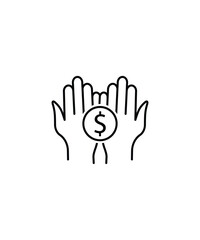 hand holding money icon, vector best line icon.