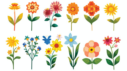 Flowers icon vector set. garden illustration sign coll