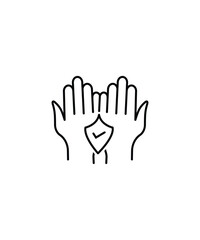 hand holding security icon, vector best line icon.